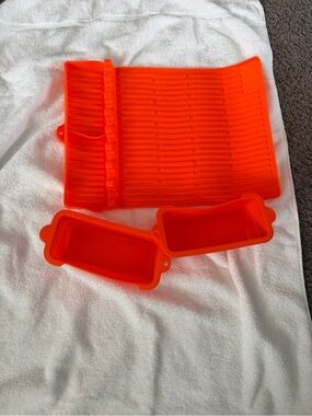 Unbranded Orange Silicone Tablet Stand with Two Matching Accessory Trays